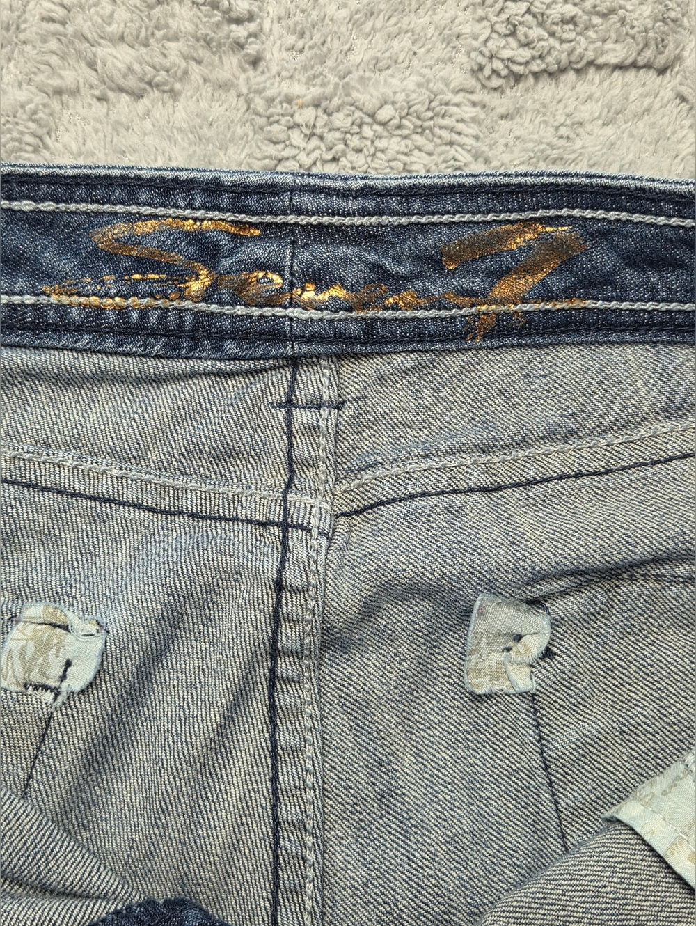 Seven7 Women's Blue Jeans Rhinestone Size 12 Boot Cut Medium Wash - Picture 12 of 14